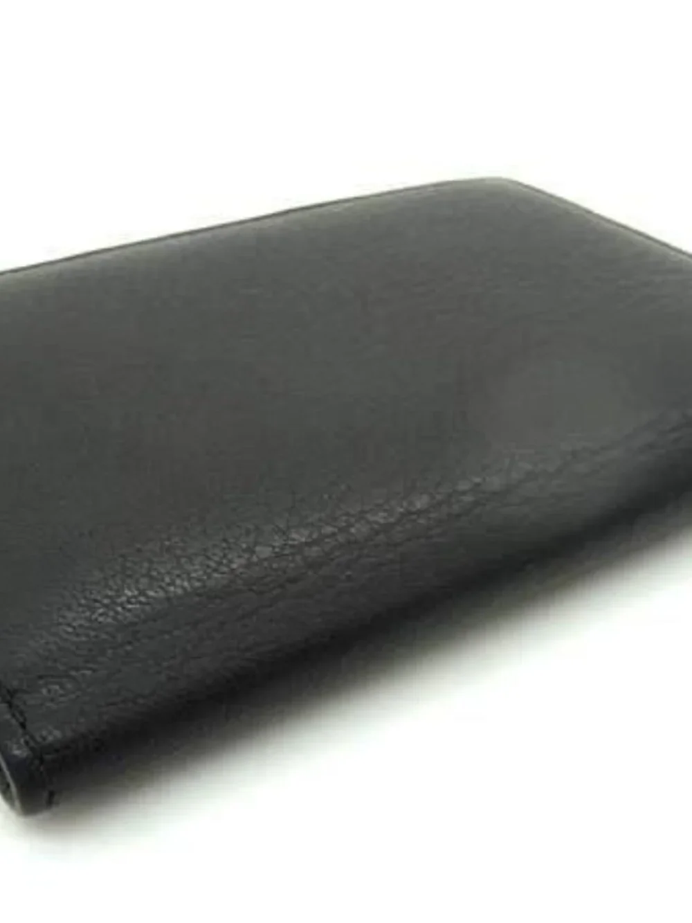 Dior Card Case Homme Black Leather CD Logo Silver